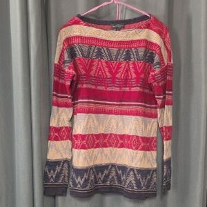 Ralph Lauren Multicolor Striped Knit Sweater with Navy, Red & Purple Accents